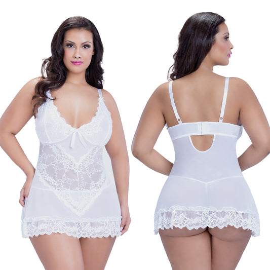 Valentine Lacey Babydoll With G-String